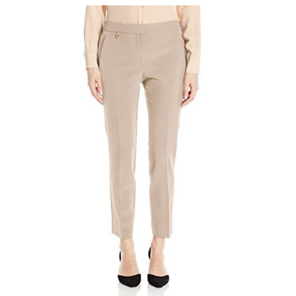 NEW Adrianna Papell Women's Cream Bamboo Kate Fit Bi Stretch Pant Trousers P3472